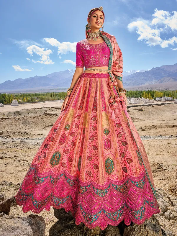 Beautiful pink banarasi silk lehenga choli