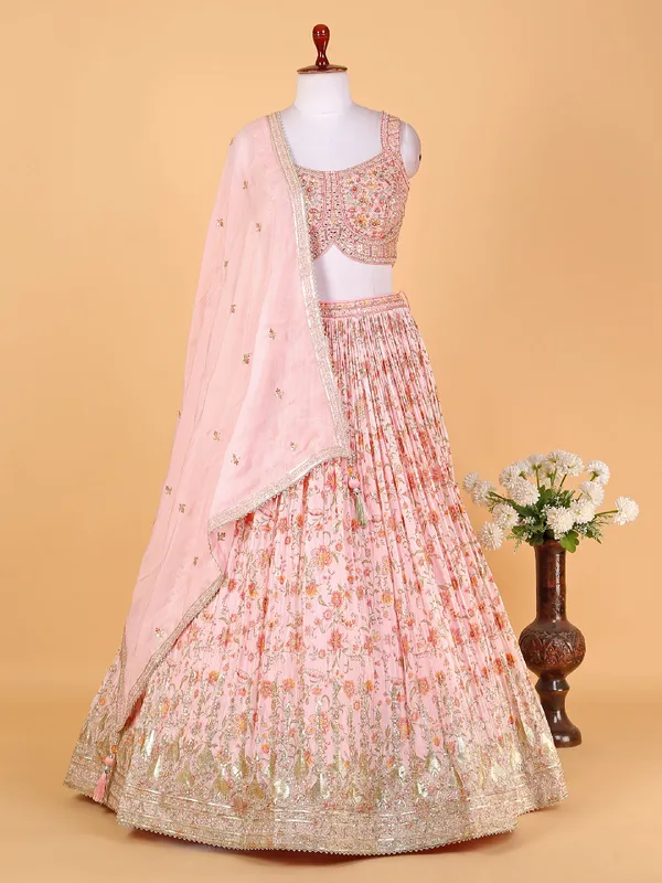 Beautiful pink lehenga choli with dupatta