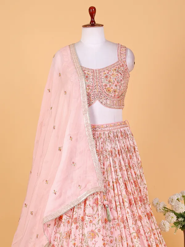 Beautiful pink lehenga choli with dupatta