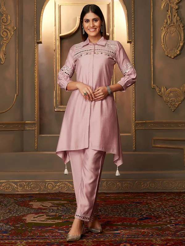 Beautiful pink modal silk co ord set