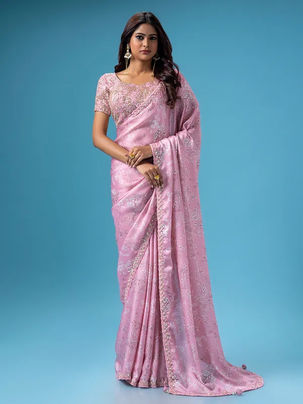 Beautiful Onion pink printed saree