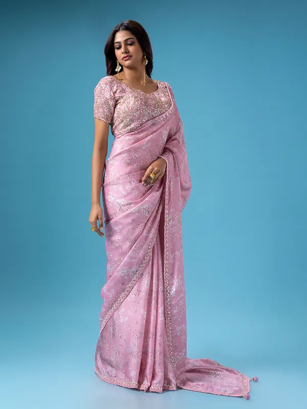 Beautiful Onion pink printed saree