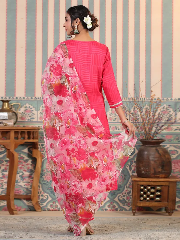 Beautiful pink printed silk kurti set