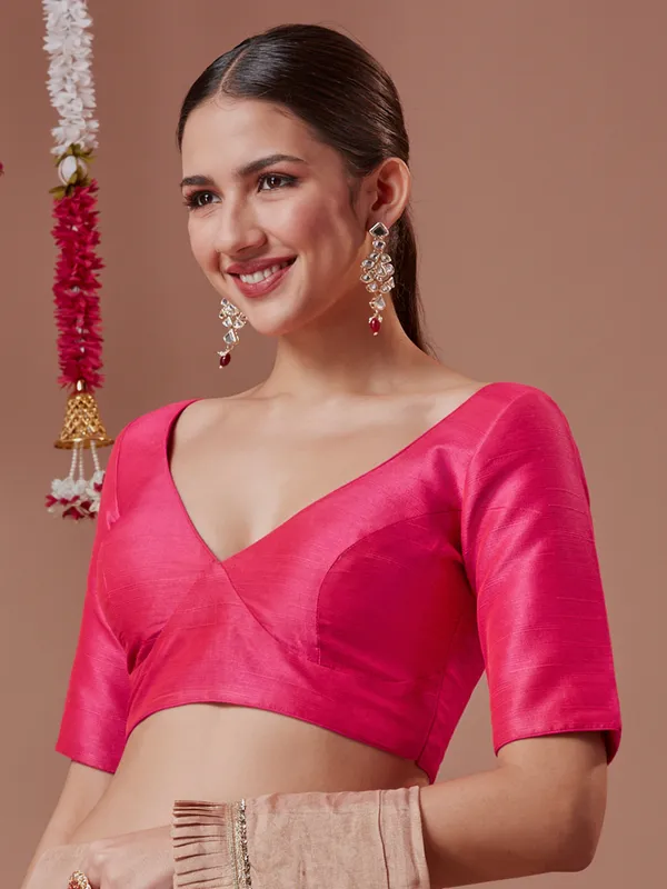 Beautiful pink silk readymade blouse