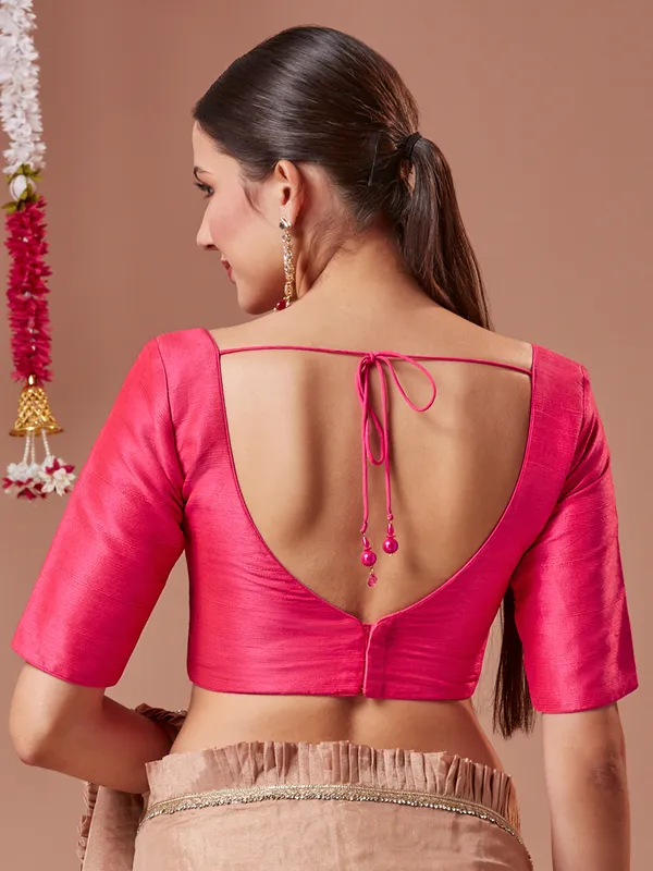 Beautiful pink silk readymade blouse