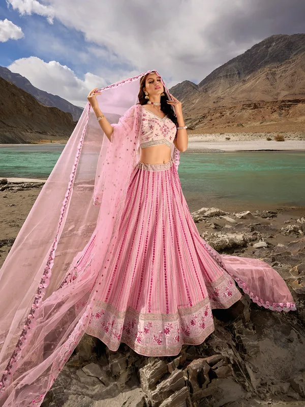 Beautiful pink unstitched lehenga choli