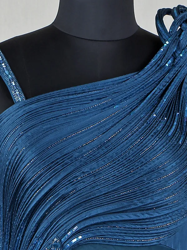 Beautiful prussian blue floor length gown