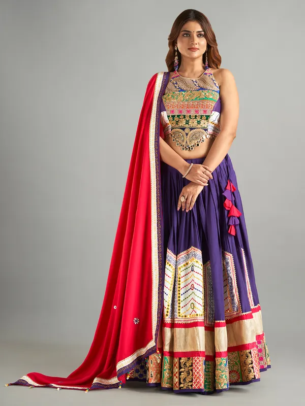 Beautiful purple cotton chaniya choli