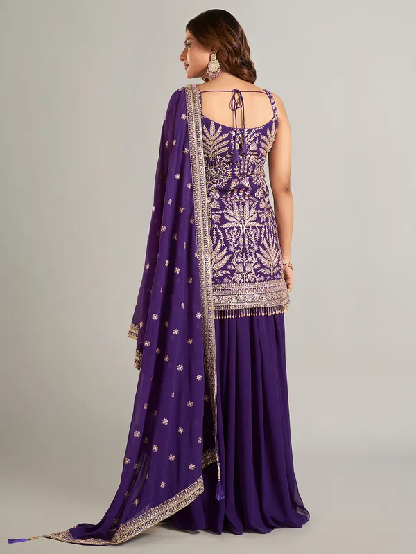 Beautiful purple palazzo suit in soft georgette