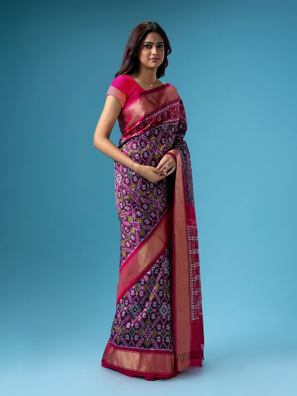 Beautiful purple patola printed saree