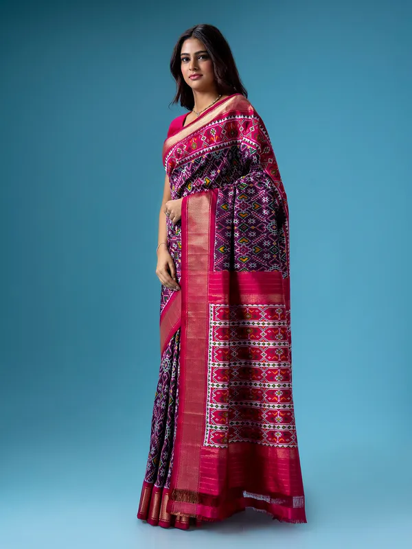 Beautiful purple patola printed saree