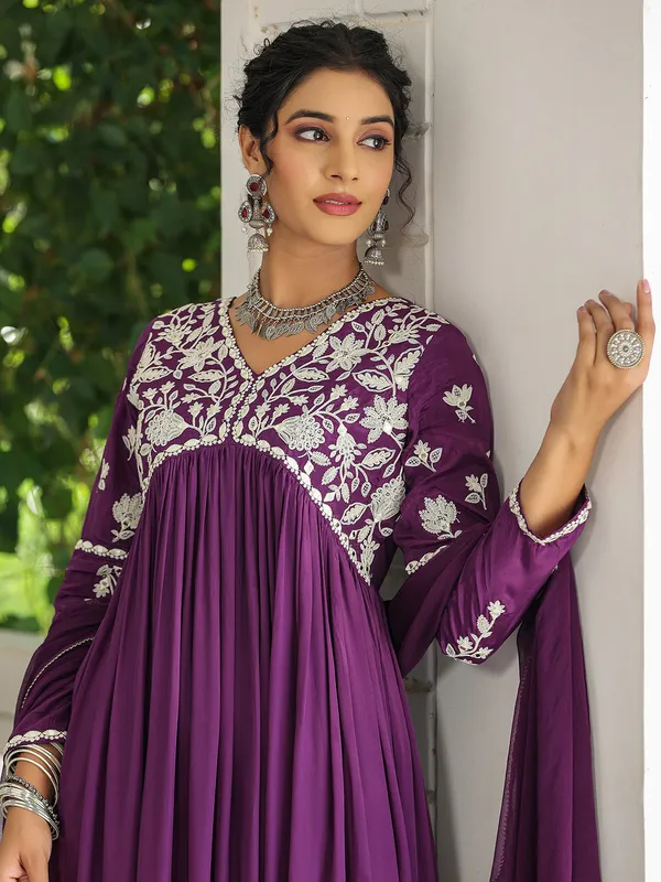 Beautiful purple silk kurti set