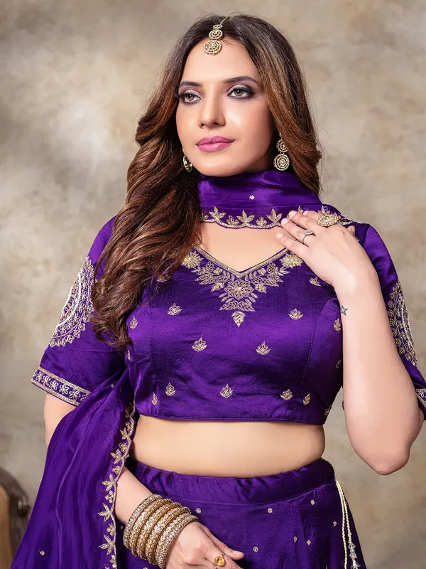 Beautiful purple silk lehenga choli for women