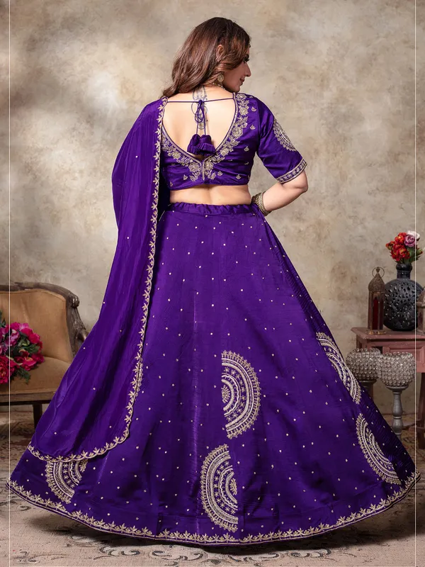 Beautiful purple silk lehenga choli for women