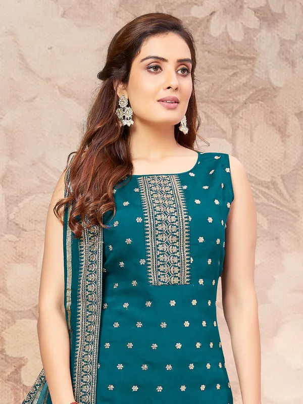 Beautiful rama blue silk salwar suit