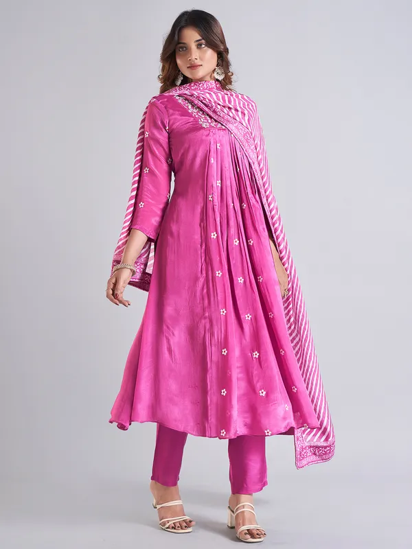 Beautiful rani color georgette salwar suit