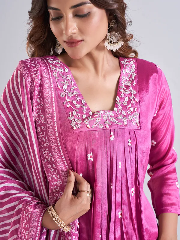 Beautiful rani color georgette salwar suit