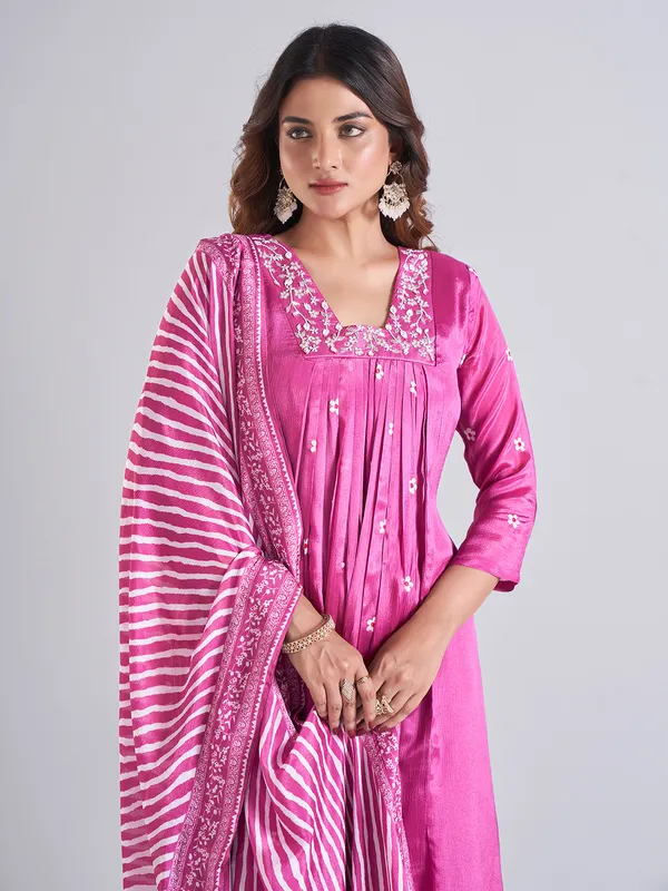 Beautiful rani color georgette salwar suit