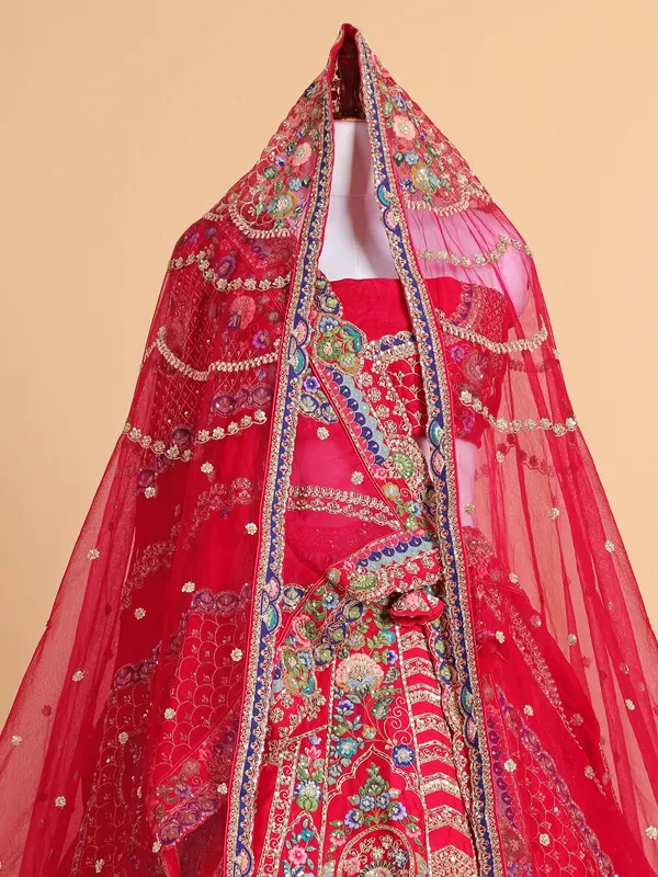 Beautiful rani pink silk unstitched lehenga choli