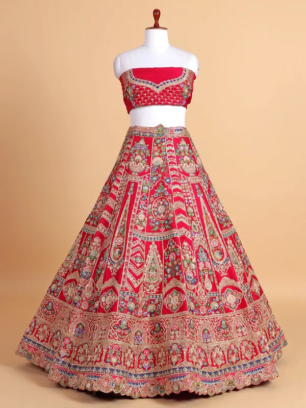 Beautiful rani pink silk unstitched lehenga choli