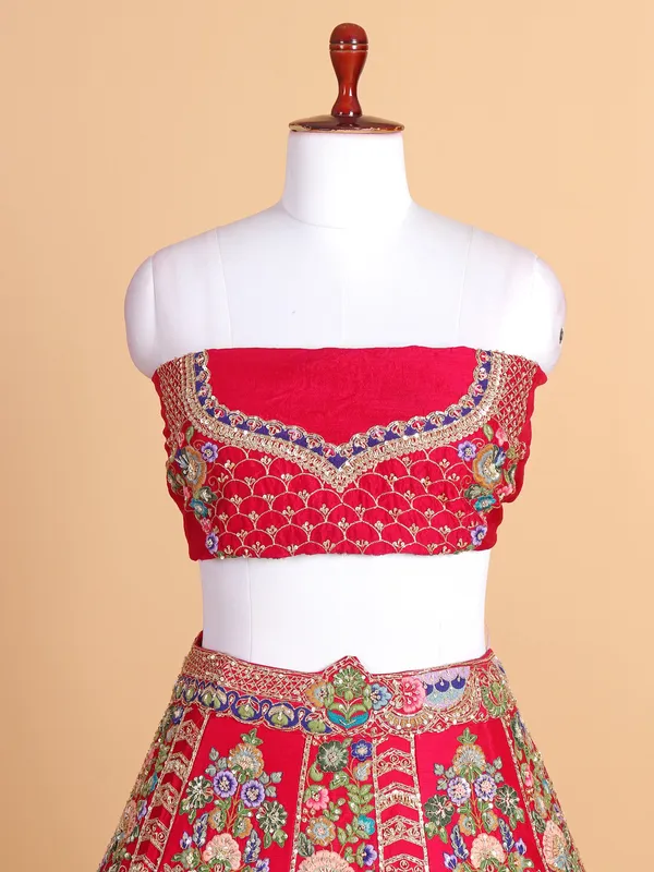 Beautiful rani pink silk unstitched lehenga choli