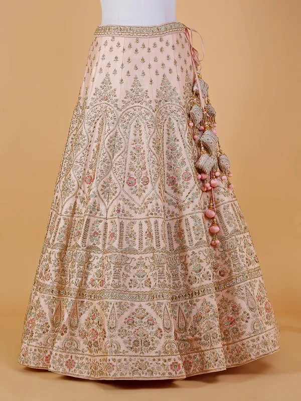 Beautiful raw silk peach lehenga choli
