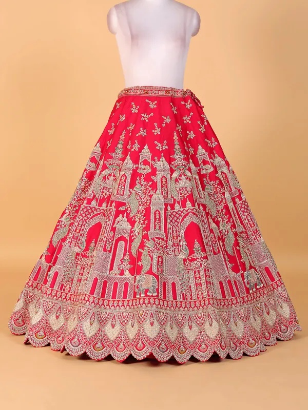 Beautiful red raw silk lehenga choli