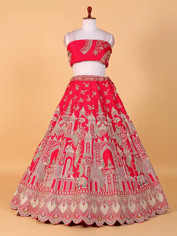 Beautiful red raw silk lehenga choli