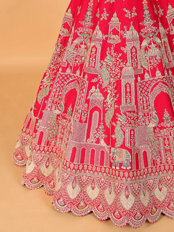 Beautiful red raw silk lehenga choli