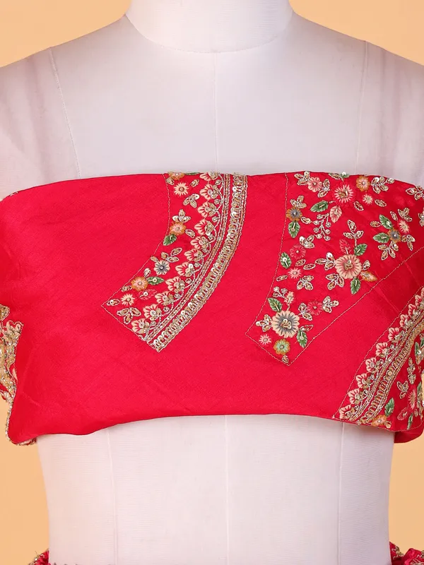Beautiful red raw silk lehenga choli