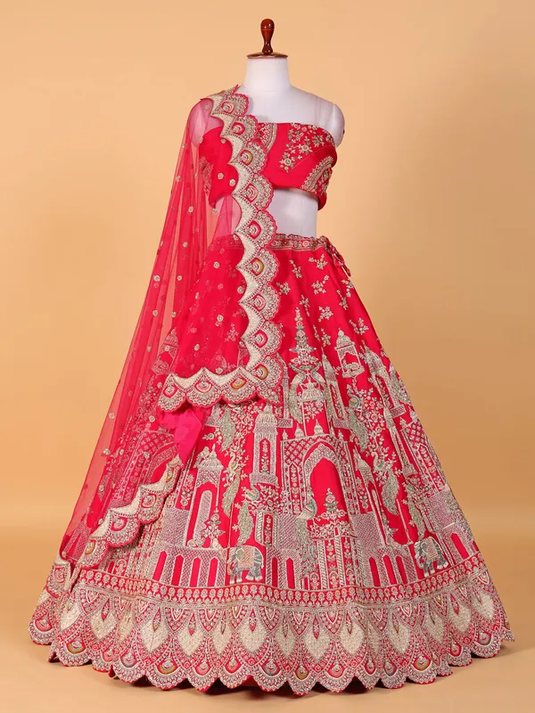 Beautiful red raw silk lehenga choli
