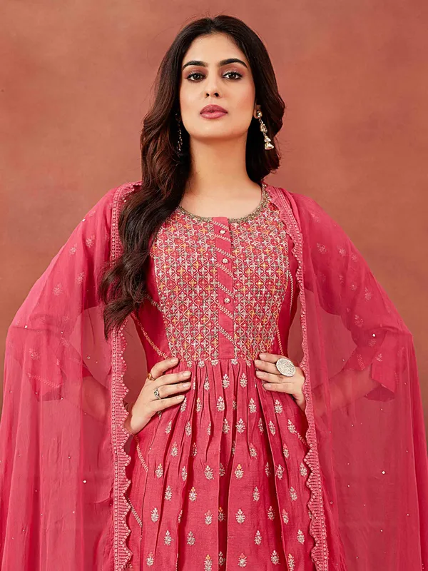 Beautiful silk dark pink salwar suit for women