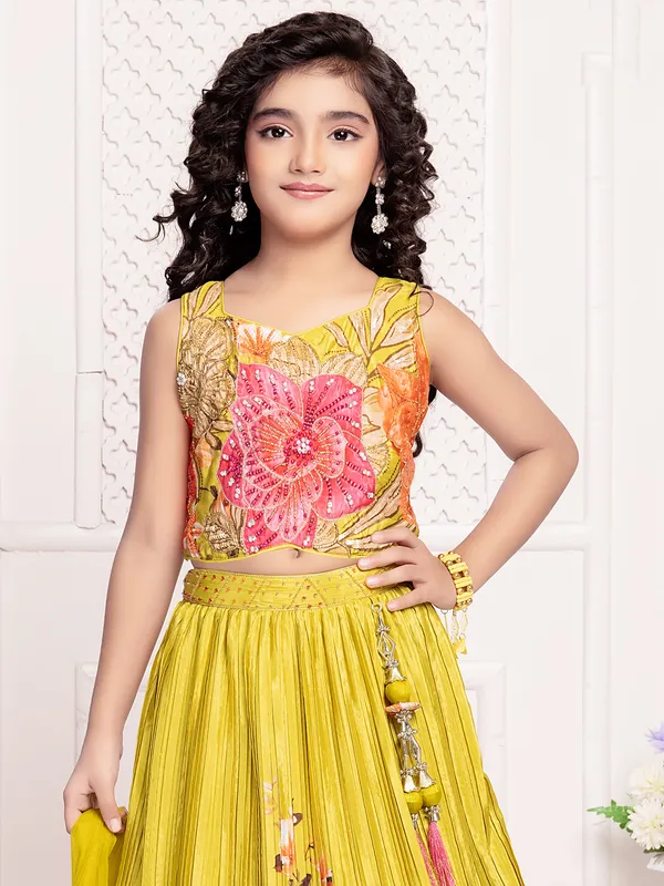 Beautiful silk lehenga choli in mustard yellow