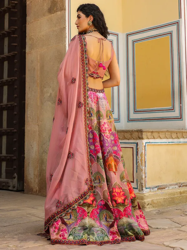 Beautiful silk wine lehenga choli with print