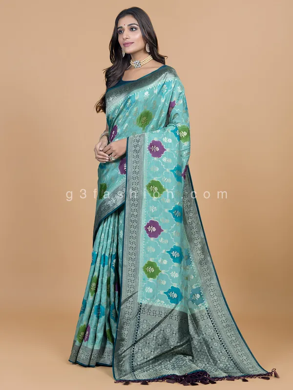 Beautiful dola silk mint green saree