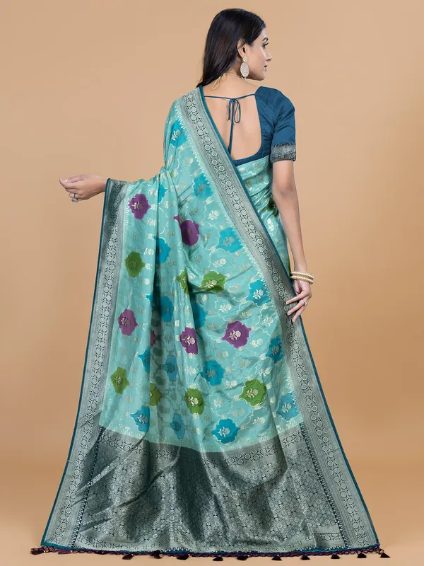 Beautiful dola silk mint green saree