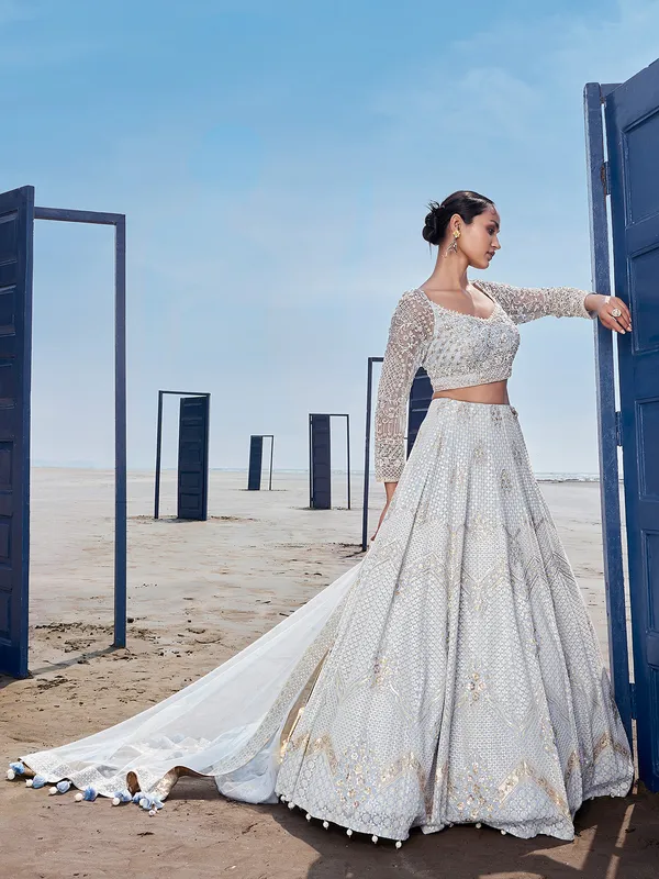 Beautiful sky blue lehenga choli in georgette