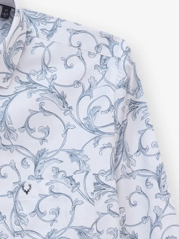 ALLEN SOLLY beautiful sky blue printed shirt for men