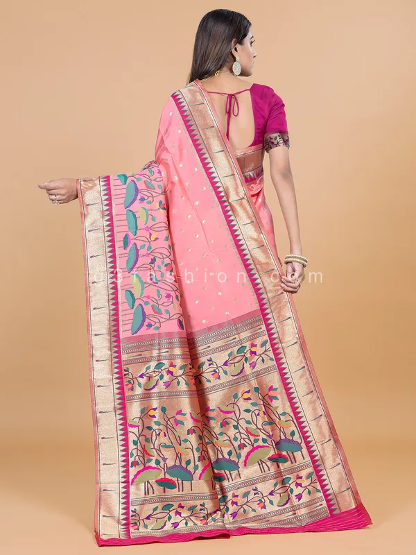 Beautiful wedding wear pink silk saree