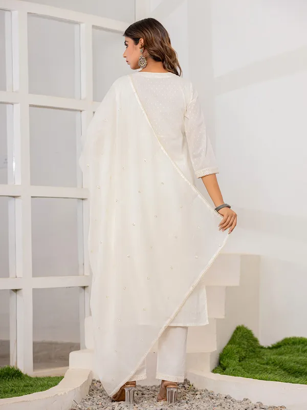 Beautiful white cotton kurti set