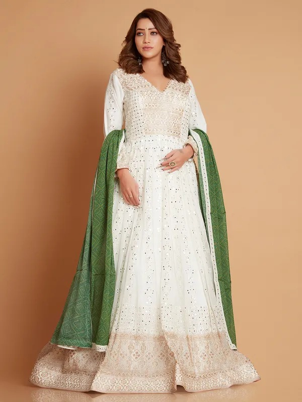 Beautiful white georgette anarkali suit