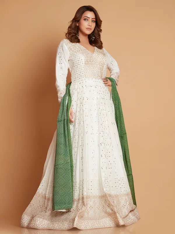 Beautiful white georgette anarkali suit