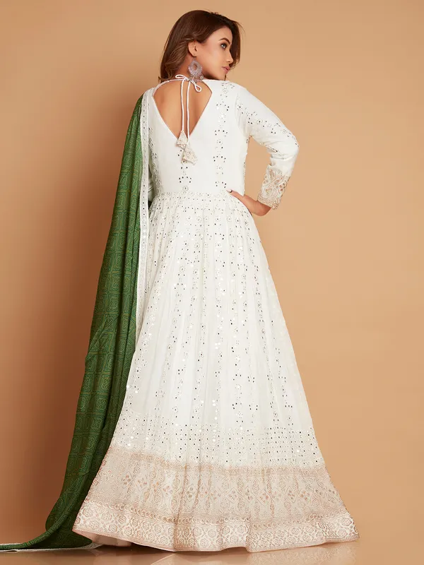 Beautiful white georgette anarkali suit