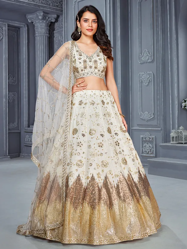 Beautiful white georgette lehenga choli