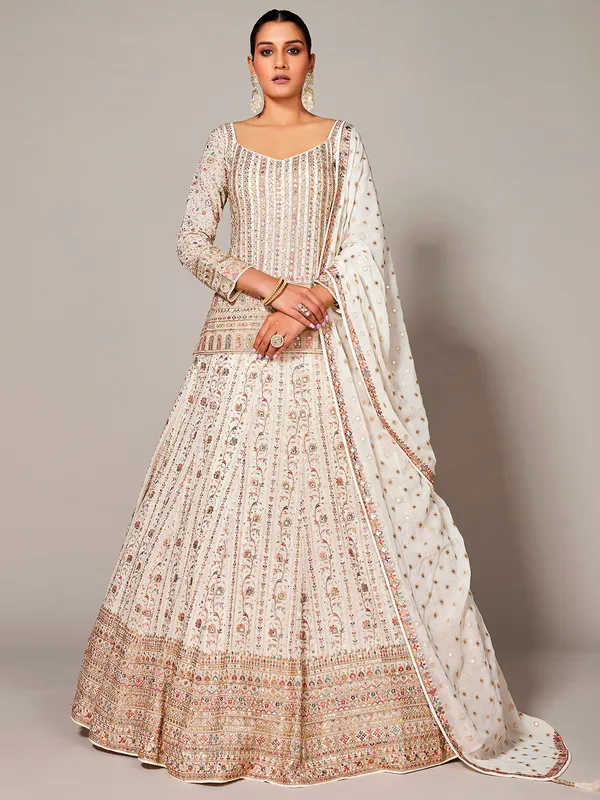 Beautiful white georgette lehenga suit