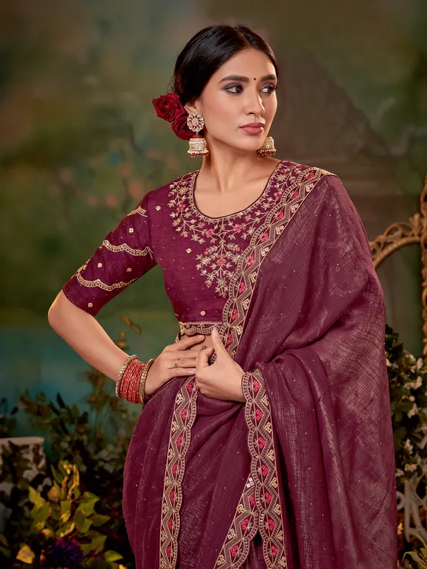 Beautiful wine georgette saree