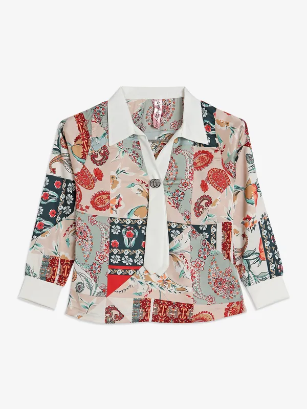 Bee&Honey beige printed cotton top