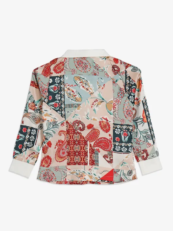 Bee&Honey beige printed cotton top