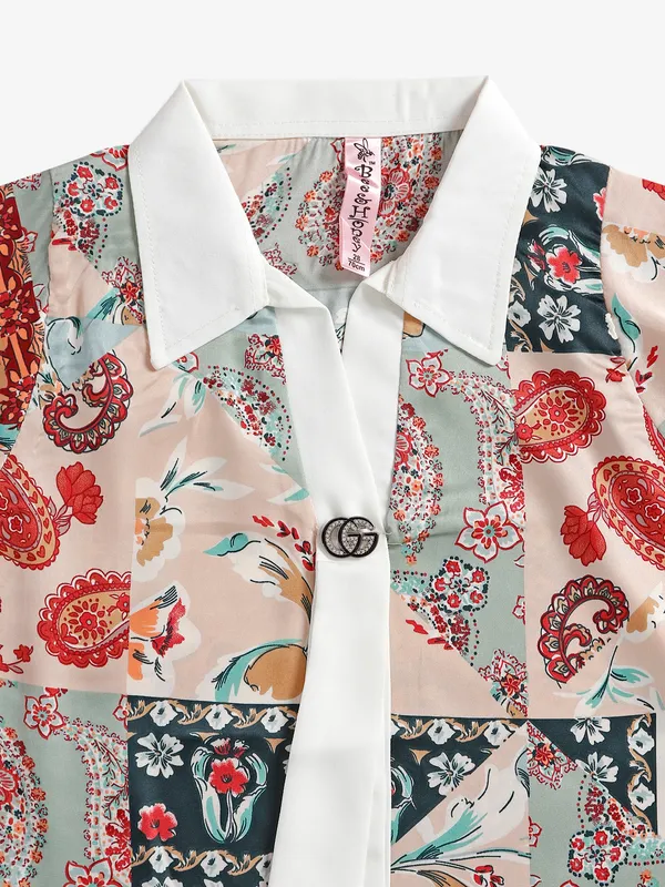 Bee&Honey beige printed cotton top