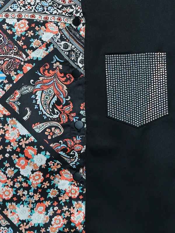 Bee&Honey black and blue printed shirt
